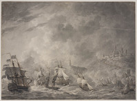 X 029
<br/>
Haven aan een rotsachtige kust bij zwaar weer
<br/>
<em>Langendijk, Dirk (1748-1805)</em>